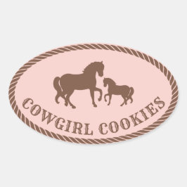 Adesivo Oval Cowgirl Cookies | Cavalo