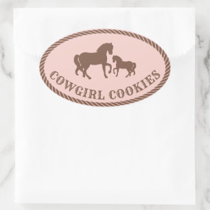 Adesivo Oval Cowgirl Cookies   Cavalo