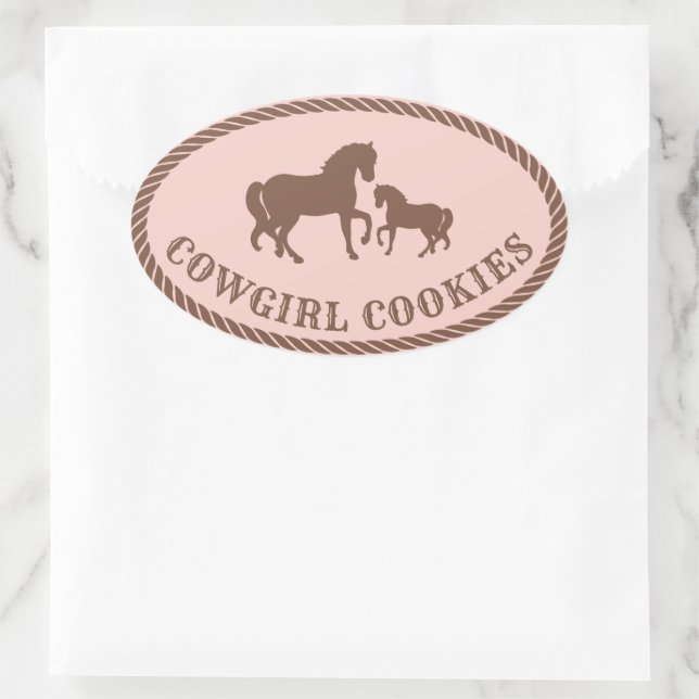 Adesivo Oval Cowgirl Cookies | Cavalo (Bolsa)