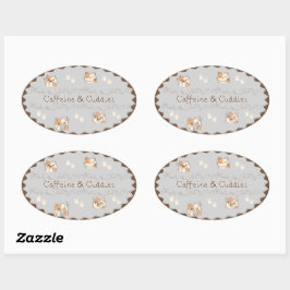 Adesivo Oval Cozy Café Cats Stickers