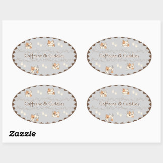 Adesivo Oval Cozy Café Cats Stickers