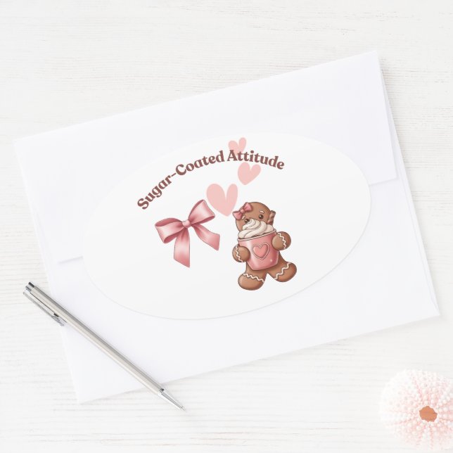 Adesivo Oval Cozy Christmas Gingerbread Coquette – Swee (Envelope)