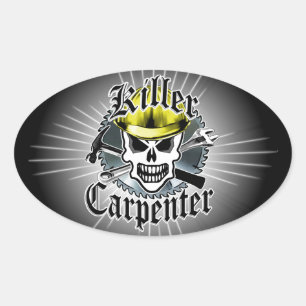Adesivo Oval Crânio do carpinteiro: O carpinteiro assassino