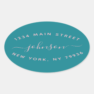 Adesivo Oval Crie seu próprio endereço de devolução preto-branc