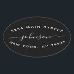 Adesivo Oval Crie seu próprio endereço de retorno preto e branc<br><div class="desc">Crie seu próprio adesivo oval preto e branco de endereço de retorno</div>