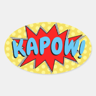 Adesivo Oval Crie Suas Próprias Onomatopopeias Super Heróis! 