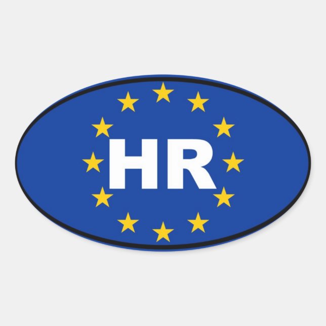 Adesivo Oval Croácia - HR - Europeu (Frente)