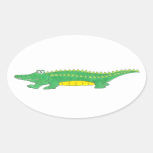 Adesivo Oval Crocodilo crocodilo de crocodilo verde amarelo