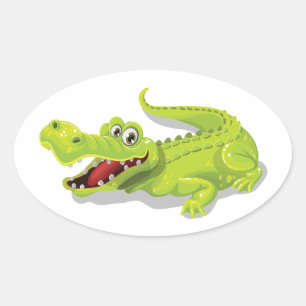 Adesivo Oval Crocodilo dos desenhos animados