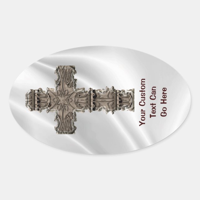 Adesivo Oval Cross On White Satin Sticker (Frente)