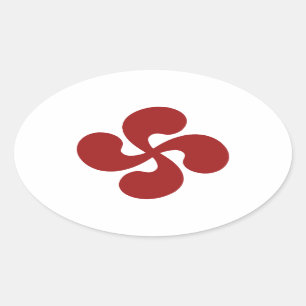Adesivo Oval Cruz Basca Vermelho Lauburu