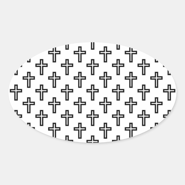 Adesivo Oval Cruz Cristã (Frente)