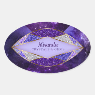 Adesivo Oval Crystal Gem Stone Star Galaxy Oval Sticker 2