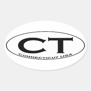 Adesivo Oval CT - Logotipo do Oval de Connecticut EUA
