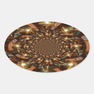 Adesivo Oval Cultura de prata e ouroElegante de chá - Vintage S