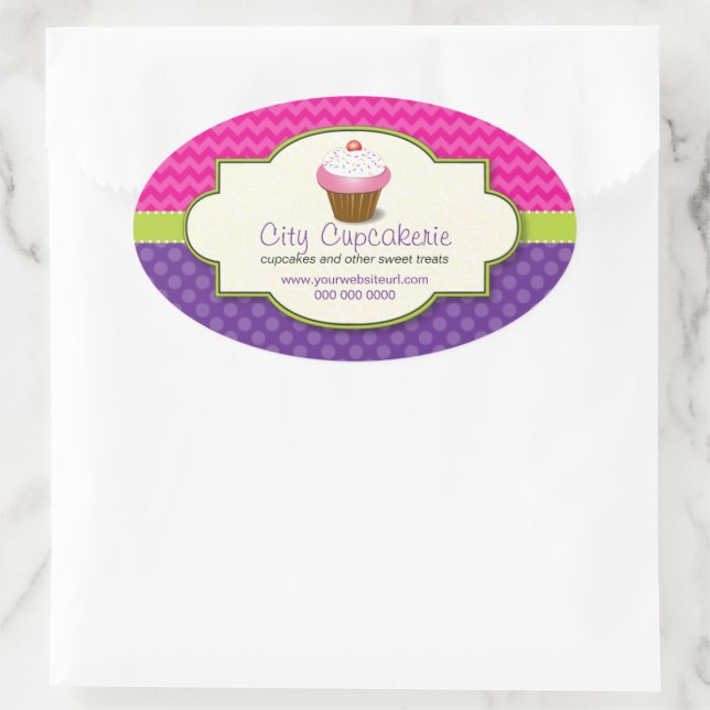 Adesivo Oval Cupcake do Promocional (Bolsa)
