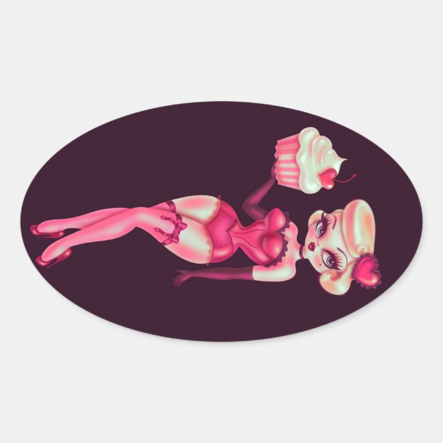 Adesivo Oval Cupcake Doll (Frente)
