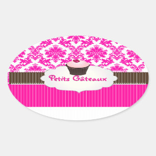 Adesivo Oval Cupcake PixDezines+cor damask/DIY