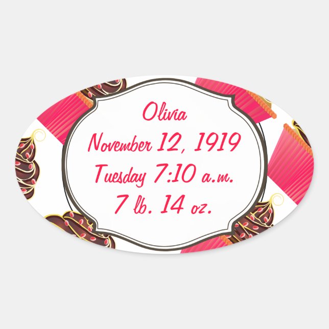 Adesivo Oval Cupcakes (Frente)