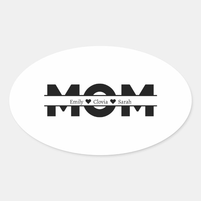 Adesivo Oval Customized mom children name (Frente)