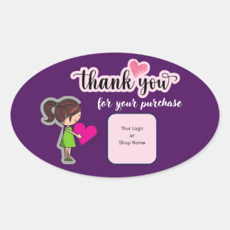 Adesivo Oval Customized Thank You Card for Your Purchase Labels