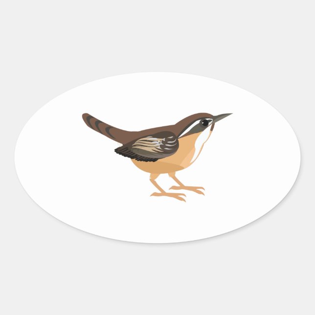 Adesivo Oval Cute Carolina Wren (Frente)