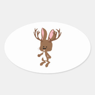 Adesivo Oval Cute Jackalope