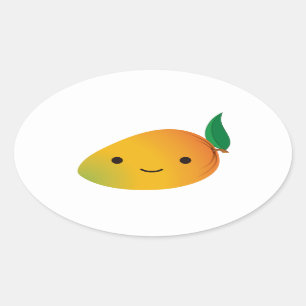Adesivo Oval Cute Kawaii sorrindo Mango