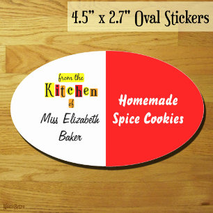 Adesivo Oval Da Cozinha do Retro Red Yellow Canning