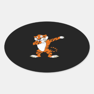 Adesivo Oval Dabbing Cute Tiger Animal Party