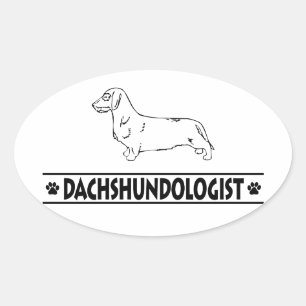 Adesivo Oval Dachshund Humorístico de Pelo Duro