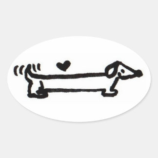 Adesivo Oval Dachshund Love Sticker