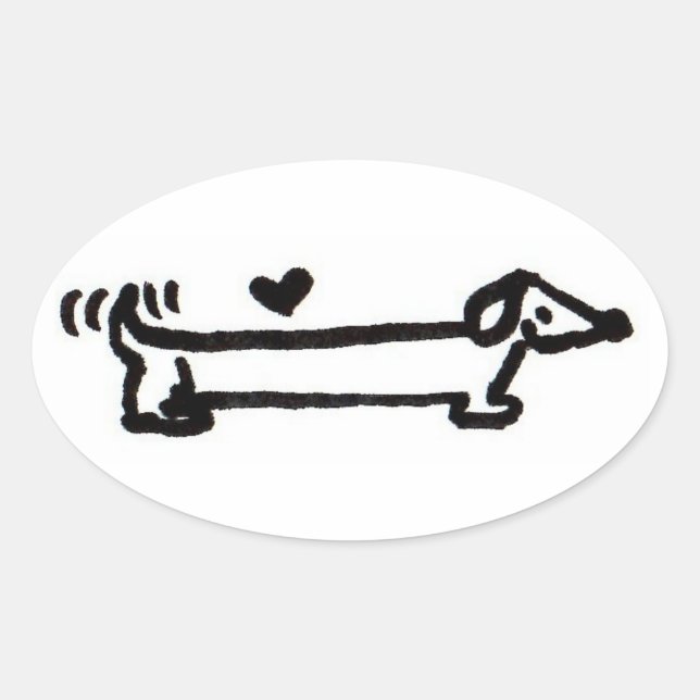 Adesivo Oval Dachshund Love Sticker (Frente)