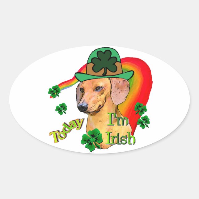 Adesivo Oval Dachshund St Patricks (Frente)