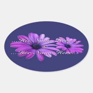 Adesivo Oval Daisy Stickers Personalizados Púrpura Daisy Sticke