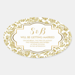 Adesivo Oval Damascos Dourados Brancos E Metálicos 3a Padrão