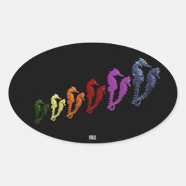 Adesivo Oval Dança Dos Cavalos-marinhos Pop Art 1.O