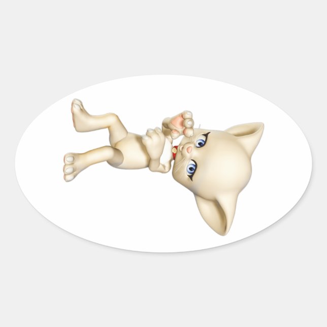 Adesivo Oval Dançando Gato Oval Stickers (Frente)