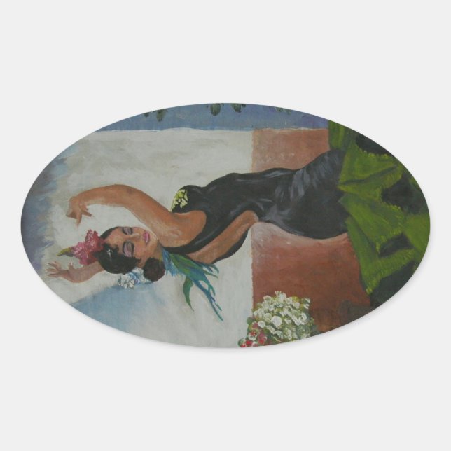 Adesivo Oval dançarina espanhola (Frente)