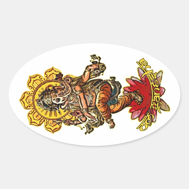 Adesivo Oval DANCING GANESHA | faça seu próprio histórico (Frente)