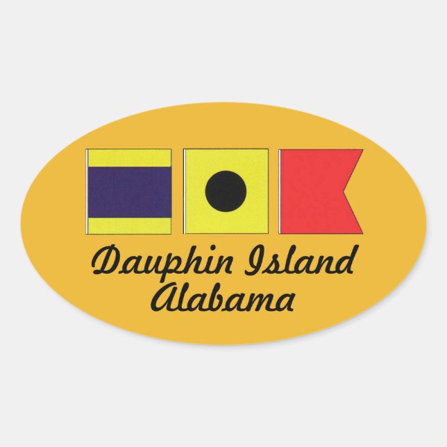 Adesivo Oval Dauphin Island Alabama Maritime Signal Flag (Frente)