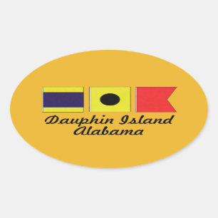 Adesivo Oval Dauphin Island Alabama Maritime Signal Flag