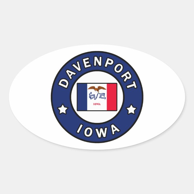 Adesivo Oval Davenport Iowa (Frente)
