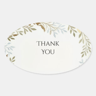 Adesivo Oval de Agradecimento Sage Gold Leaf