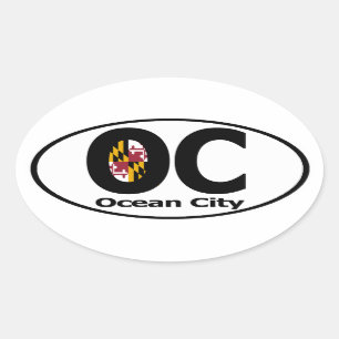 Adesivo Oval Decalque de Maryland da cidade do oceano (ajuste