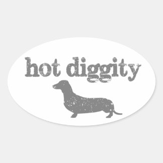 Adesivo Oval Decalque quente do cão de Diggity