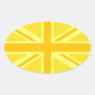 Adesivo Oval Decoração britânica amarela ensolarada da bandeira