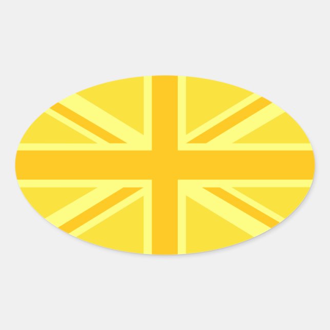 Adesivo Oval Decoração britânica amarela ensolarada da bandeira (Frente)