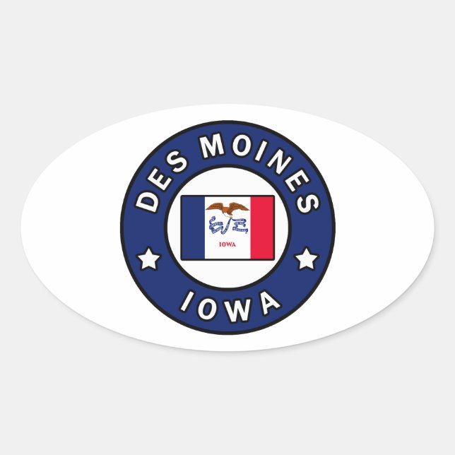 Adesivo Oval Des Moines Iowa (Frente)