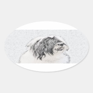 Adesivo Oval Desenho Collie Com Carapaça - Arte Cachorra Origi